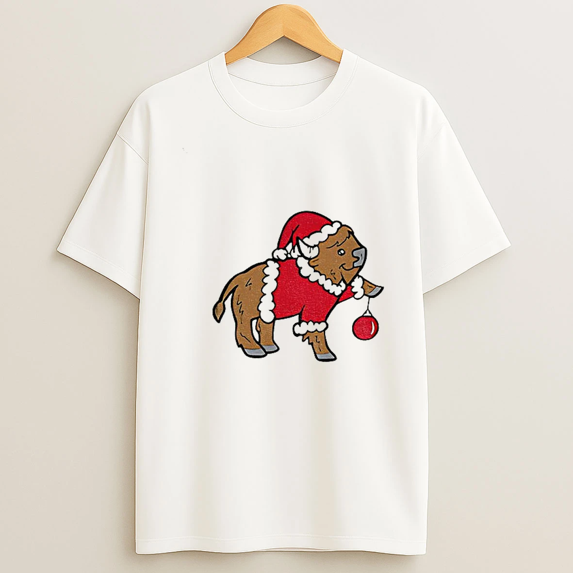 Funny Buffalo Holding Christmas Bauble Buffalo Bills Nfl Football 2025 Christmas Tshirt Hoodie