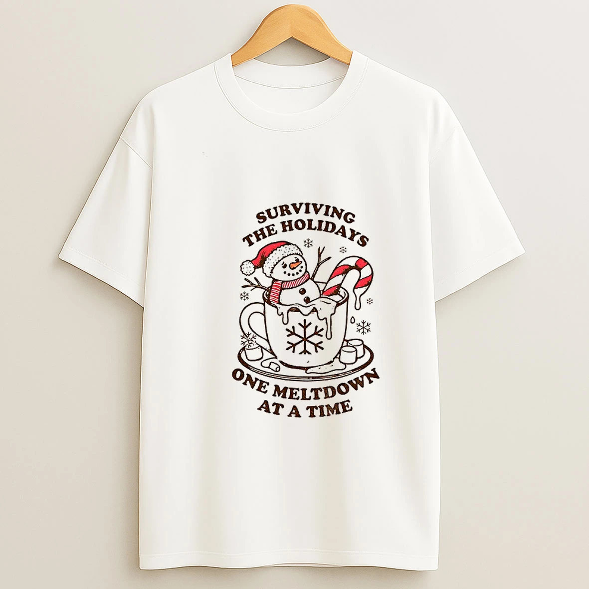 Funny Christmas Melting Snowman Surviving The Holidays One Meltdown At A Time Tshirt Hoodie