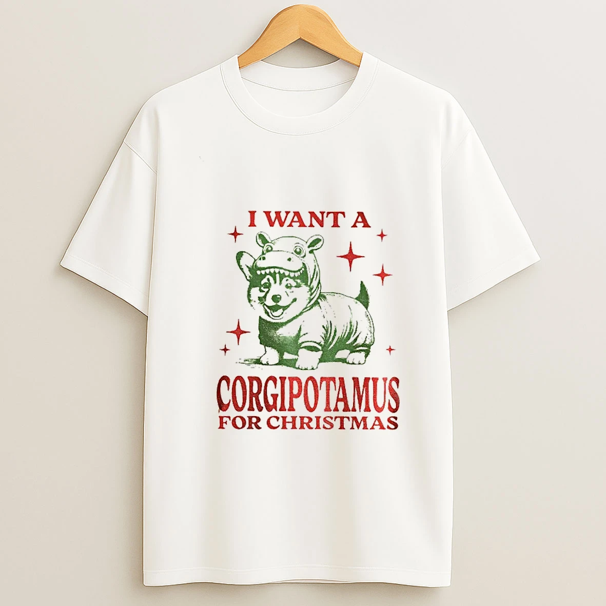 Funny Corgi Christmas I Want A Corgipotamus For Christmas Tshirt Hoodie