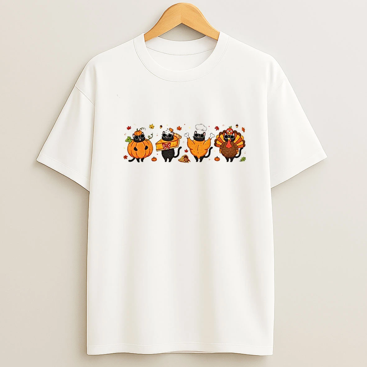 Funny Thanksgiving Black Cat Fall Pumpkin Tshirt Hoodie