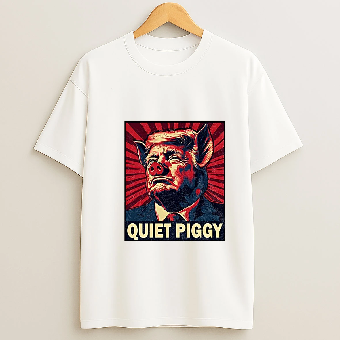 Funny Trump Viral Interview Saying Quiet Quiet Piggy Tshirt Hoodie