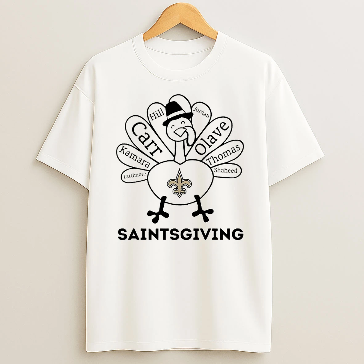 Funny Turkey Saintsgiving Thanksgiving With New Orleans Saints Heroes Nfl Carr Olave Tshirt Hoodie