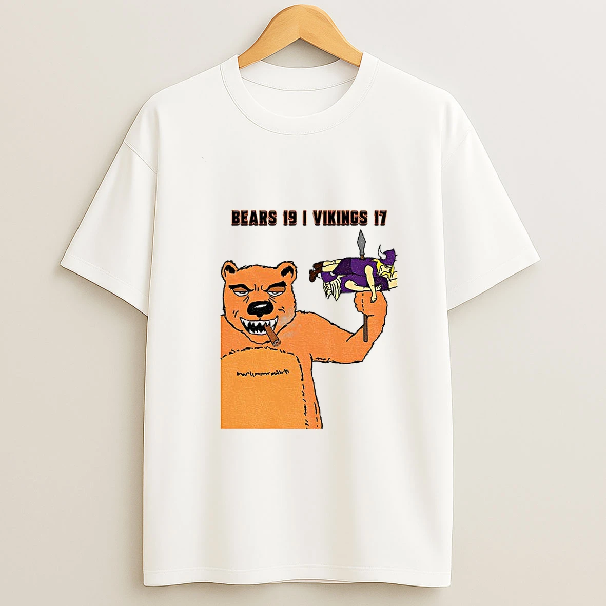 Funny Mascot Bears 19 I Vikings 17 Cartoon Chicago Bears Vs Minnesota Vikings Tshirt Hoodie