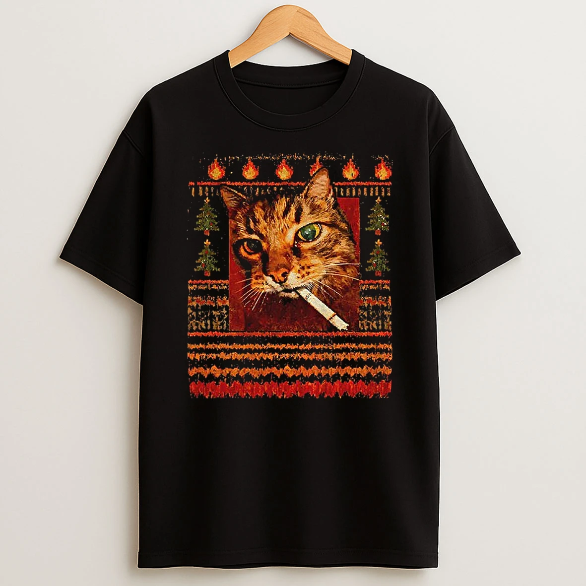 Funny Smoking Cat Meme Merry Christmas Tshirt Hoodie