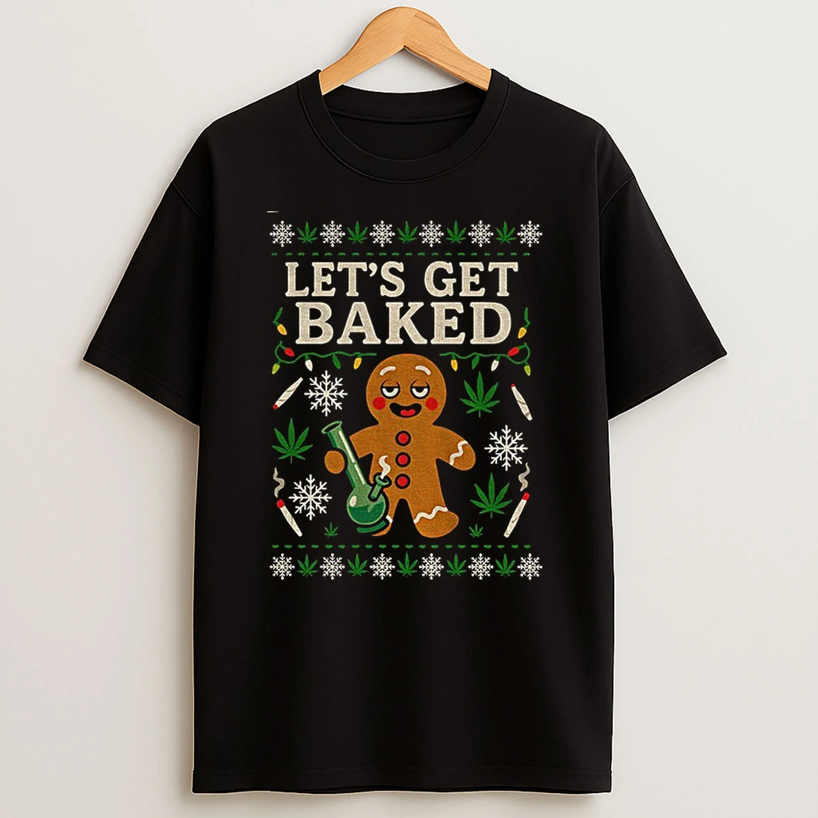 Gingerbread Lets Get Baked Merry Christmas Tshirt Hoodie
