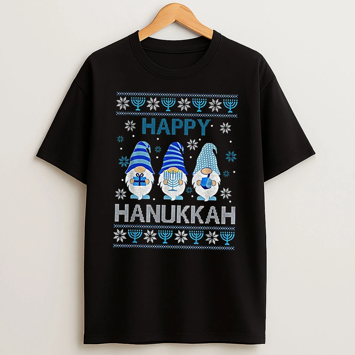 Gnome Happy Hanukkah Jewish Saying Merry Christmas Tshirt Hoodie