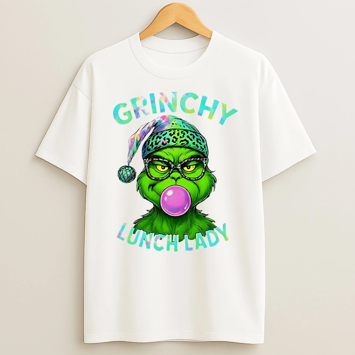 Grinch Bubblegum Lunch Lady Merry Christmas Tshirt Hoodie