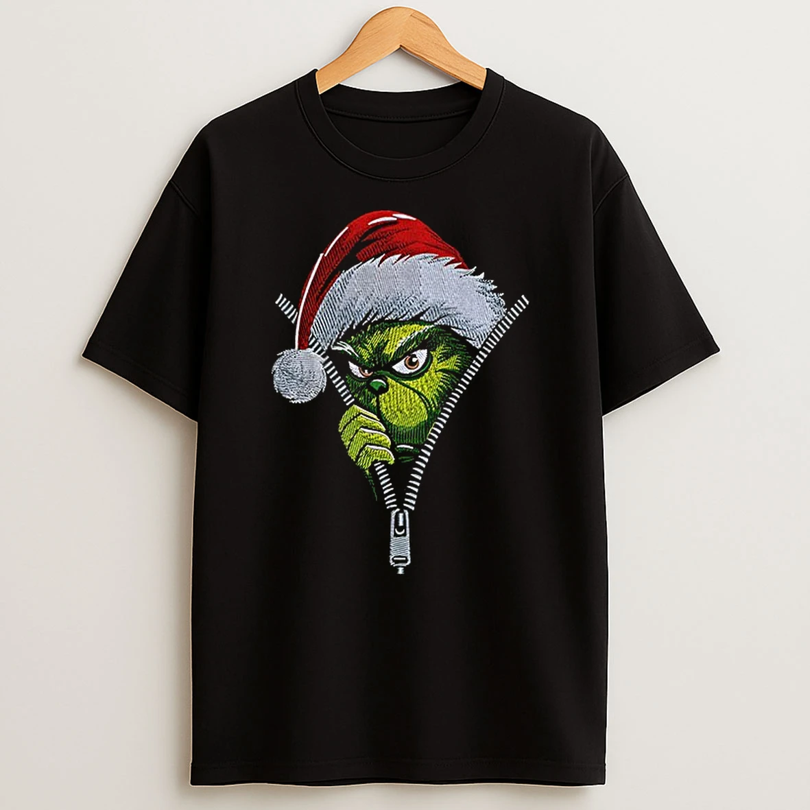 Grinch Christmas Zipper Peeker Tshirt Hoodie