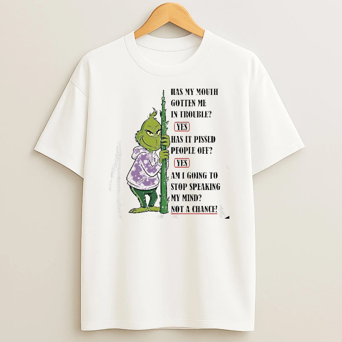 Grinch Christmas My Mouth Gotten Me In Trouble Tshirt Hoodie