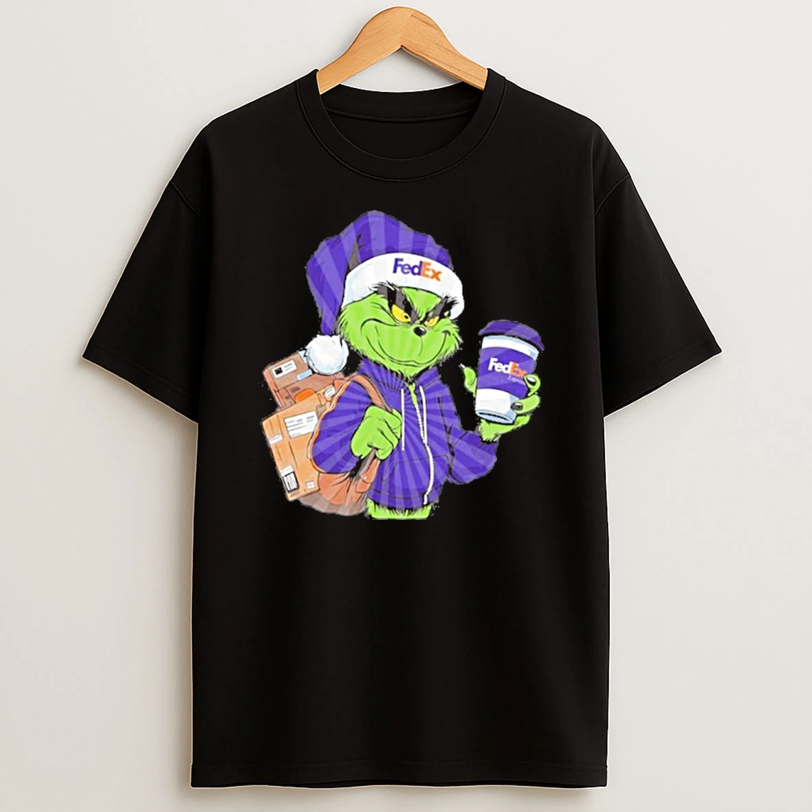 Grinch Drink Coffee Fedex Logo Tshirt Hoodie