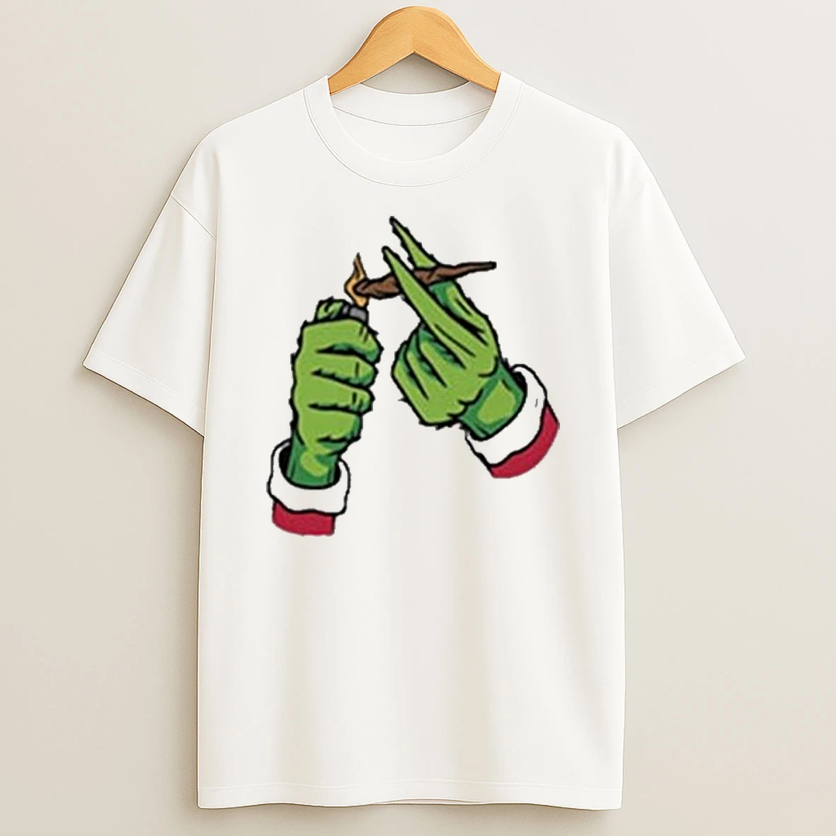 Grinch Hand Smoking Cannabis Tshirt Hoodie