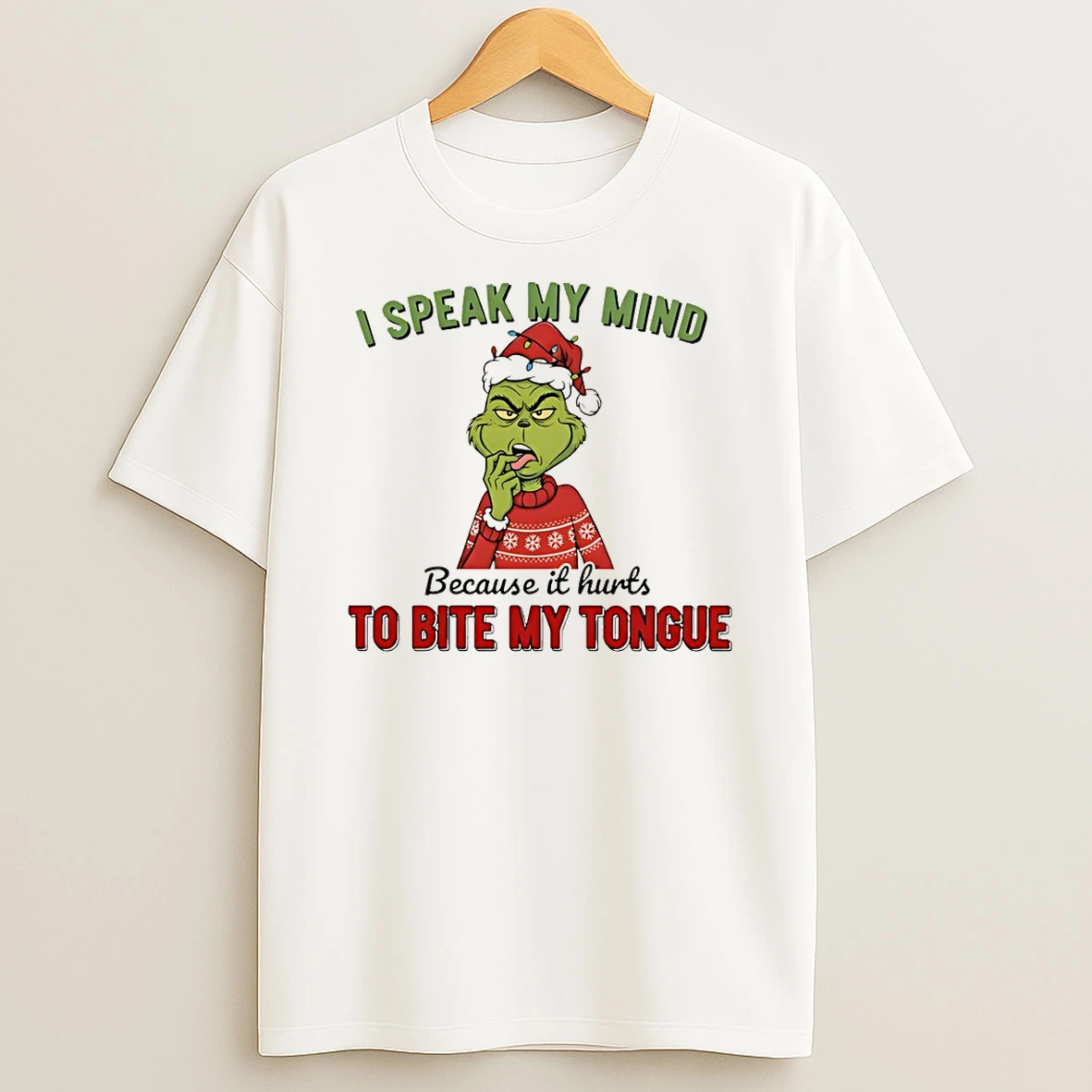 Grinch I Speak My Mind Because It Hurts To Bite My Tongue Merry Christmas Tshirt Hoodie