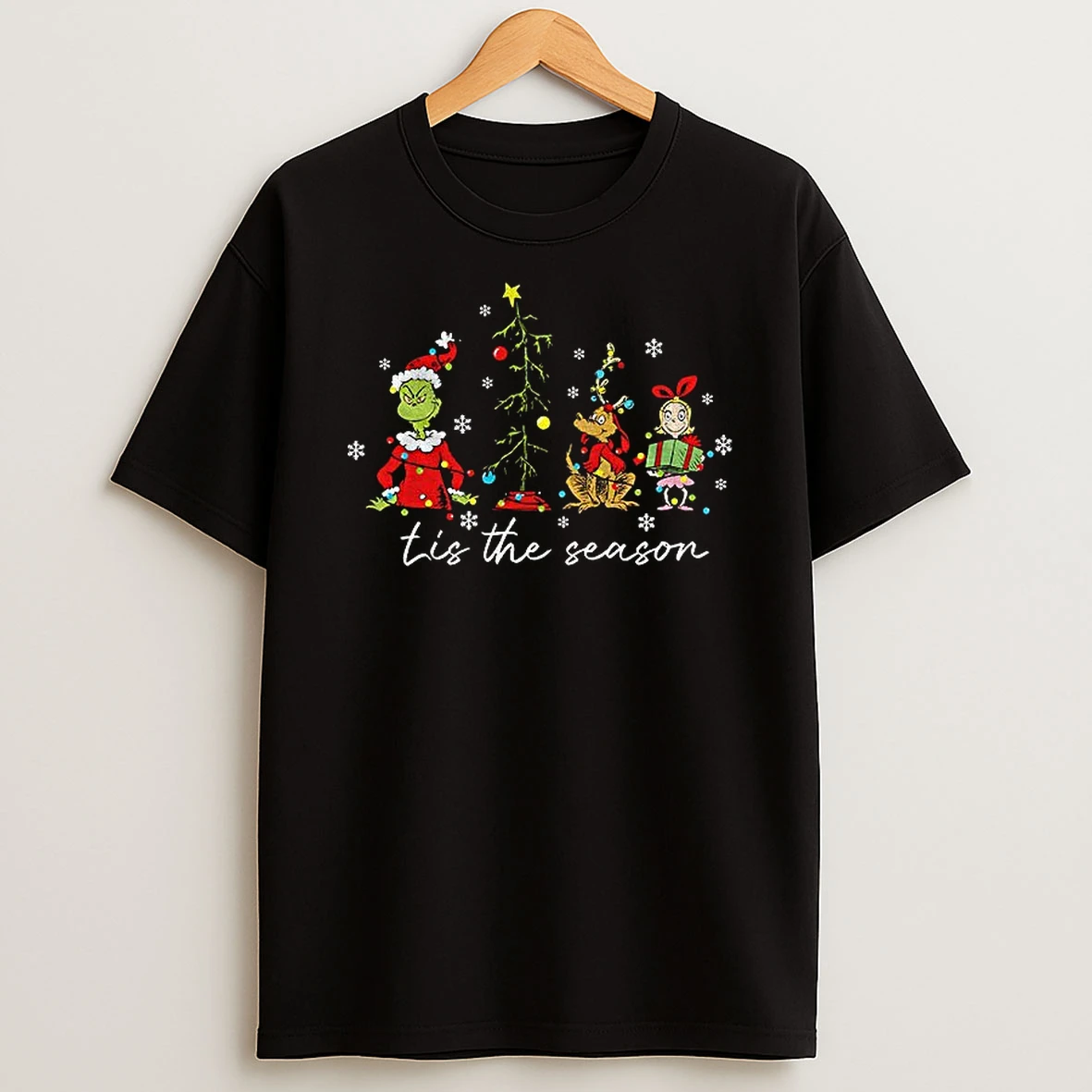 Grinch Max And Cindy Lou Who Santa Claus Tis The Season Christmas Merry Christmas Tshirt Hoodie
