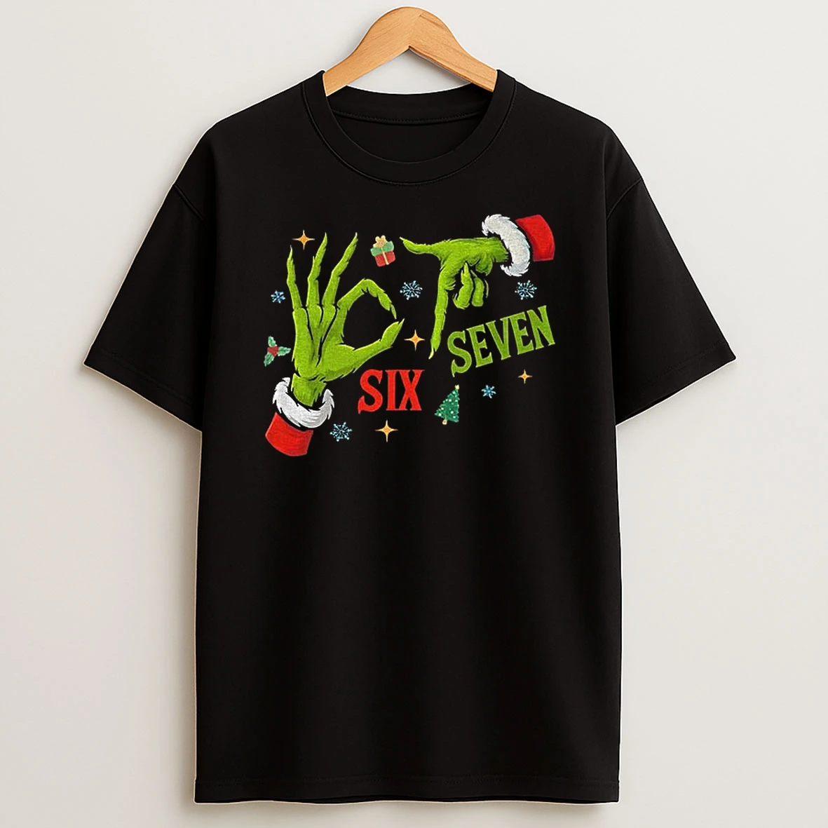 Grinch Santa 67 Hand Six Seven Meme Merry Christmas Tshirt Hoodie