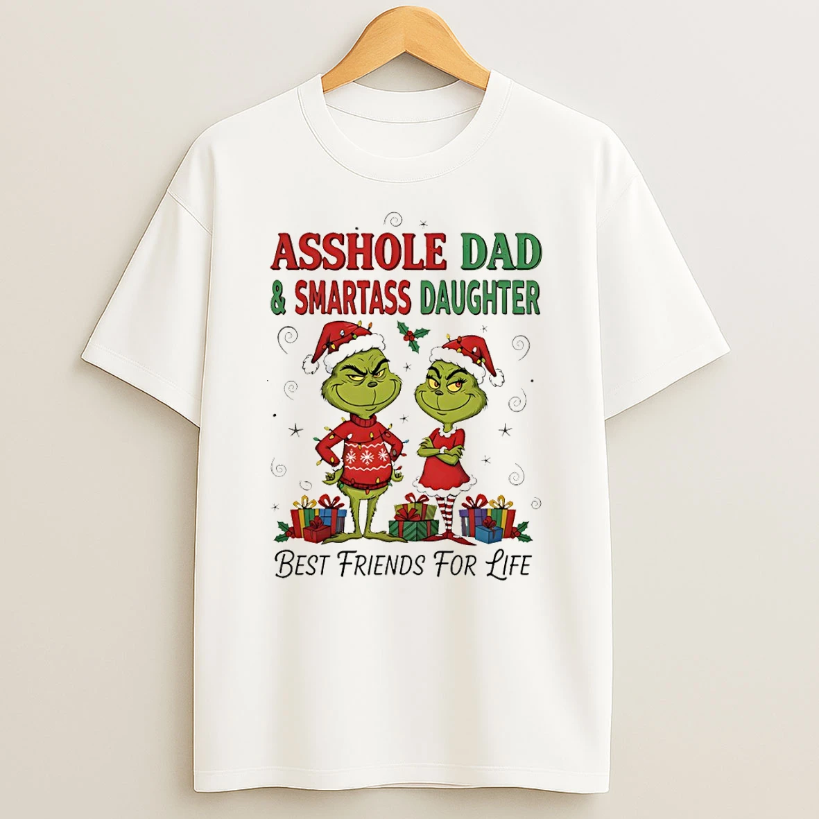 Grinch Santa Asshole Dad And Smartass Daughter Best Friends For Life Christmas Tshirt Hoodie