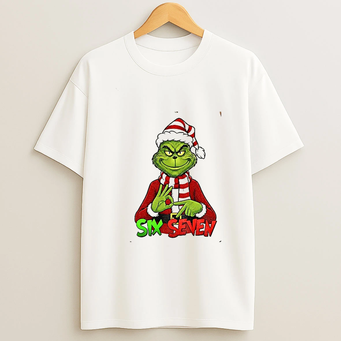 Grinch Santa Claus Six Seven Meme Merry Christmas Tshirt Hoodie