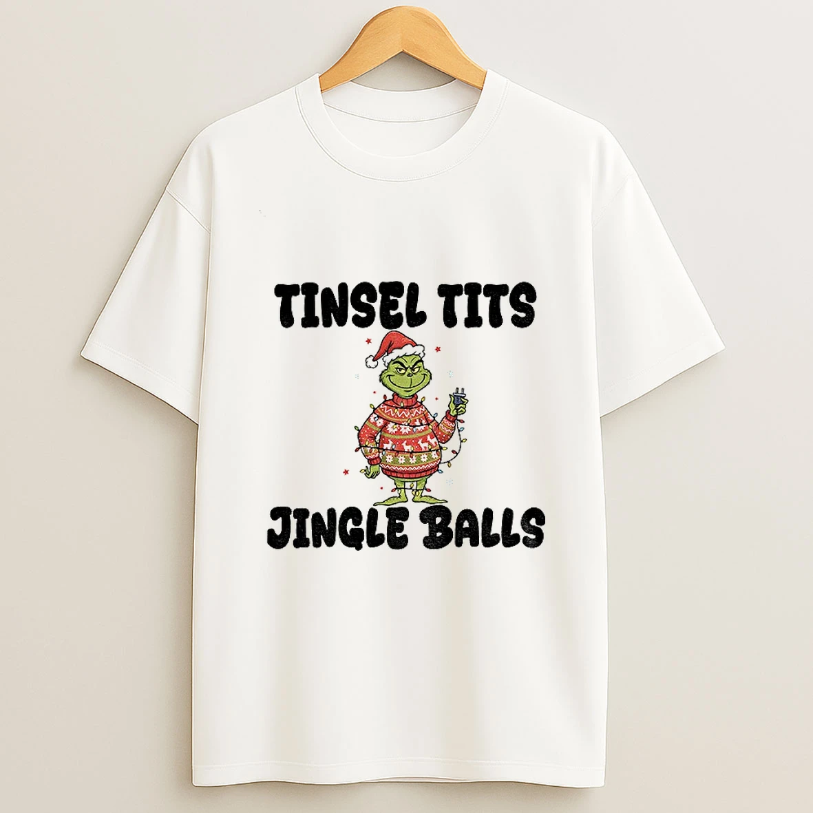 Grinch Santa Claus Tinsel Tits Jingle Balls Merry Christmas Tshirt Hoodie