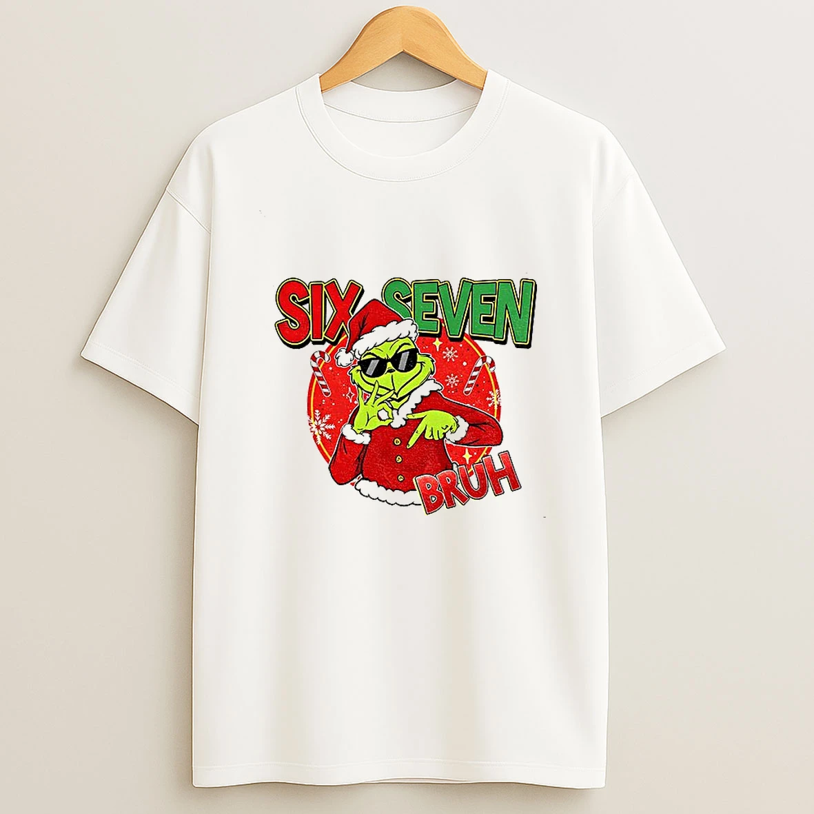 Grinch Santa Green Movie Character Six Seven Bruh Merry Christmas Tshirt Hoodie