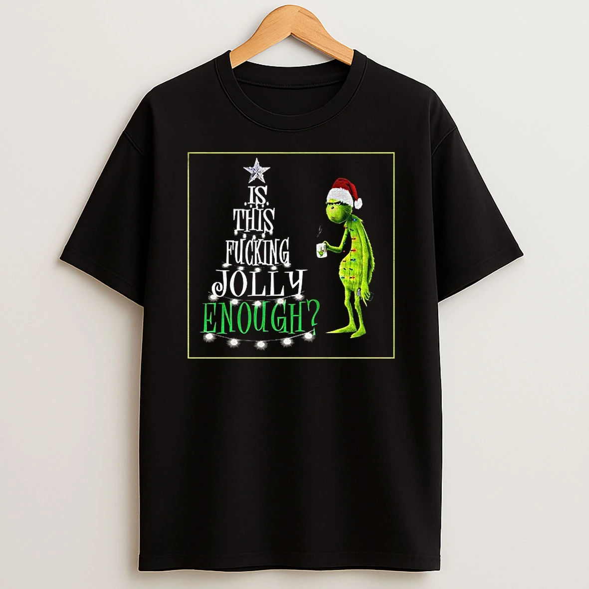 Grinch Santa Hat Is This Fucking Jolly Enough Merry Christmas Png Tshirt Hoodie