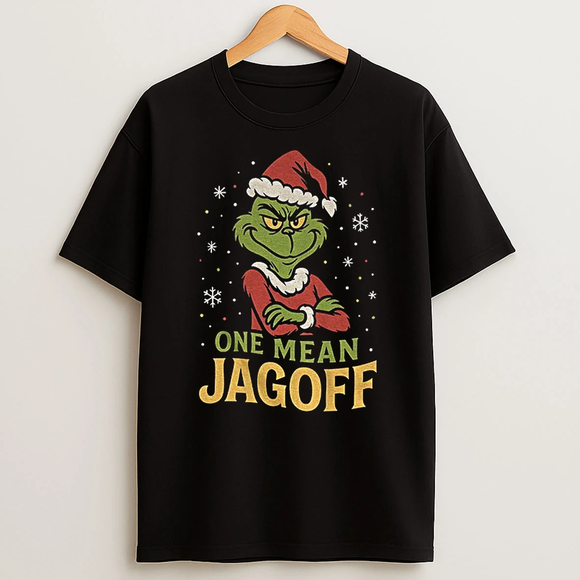 Grinch Santa Hat One Mean Jagoff Merry Christmas Tshirt Hoodie