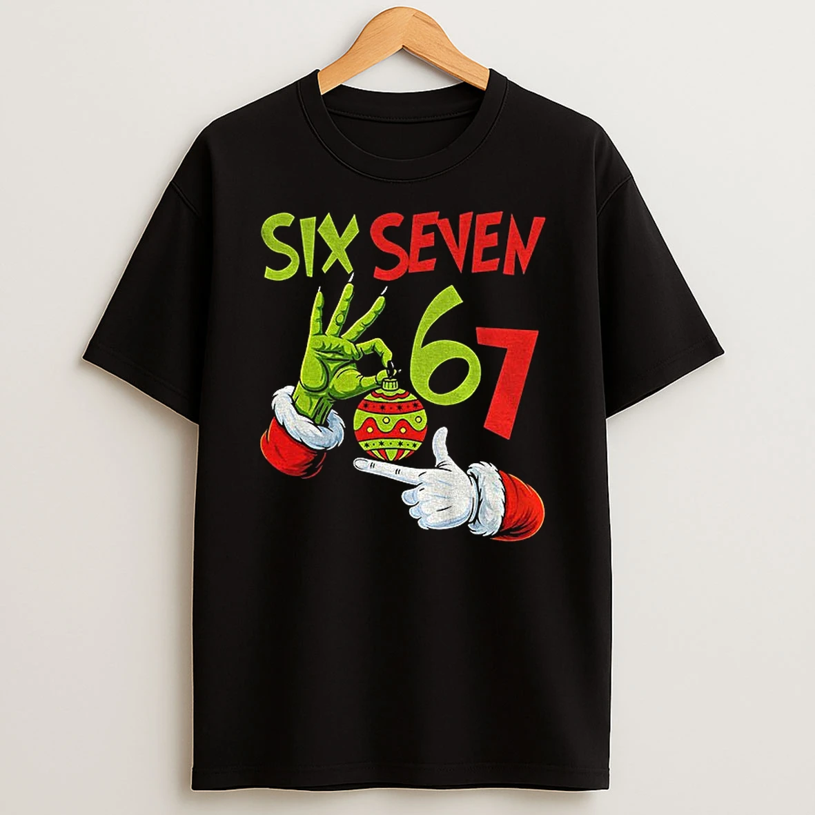 Grinch Six Seven Meme Christmas Bauble Merry Christmas Tshirt Hoodie