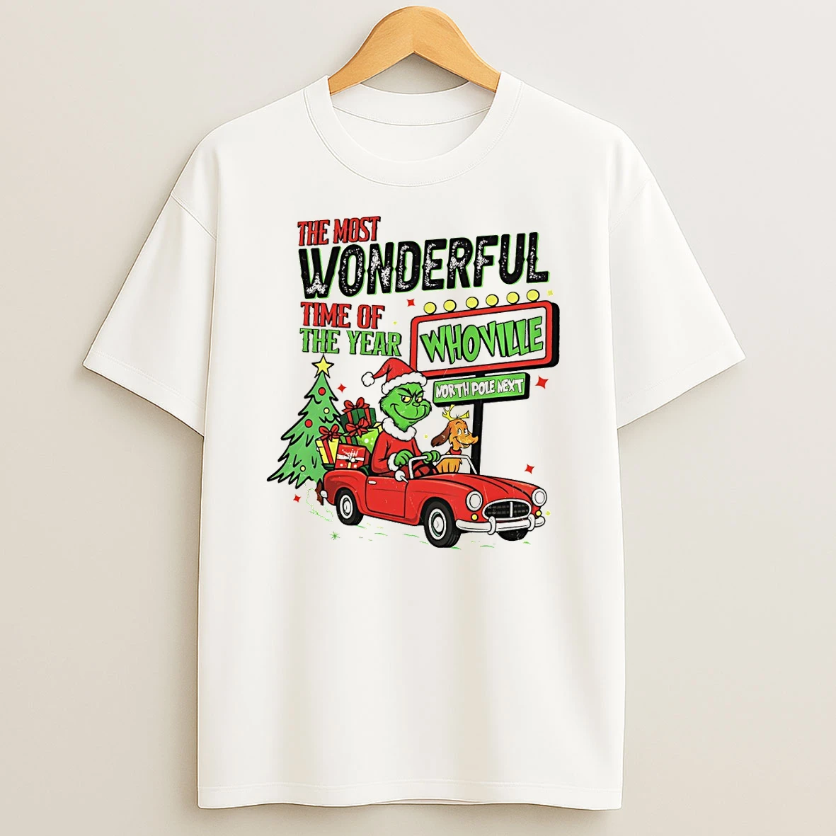 Grinch And Max Dog The Most Wonderful Time Of The Year Whoville North Pole Next Merry Christmas Tshirt Hoodie