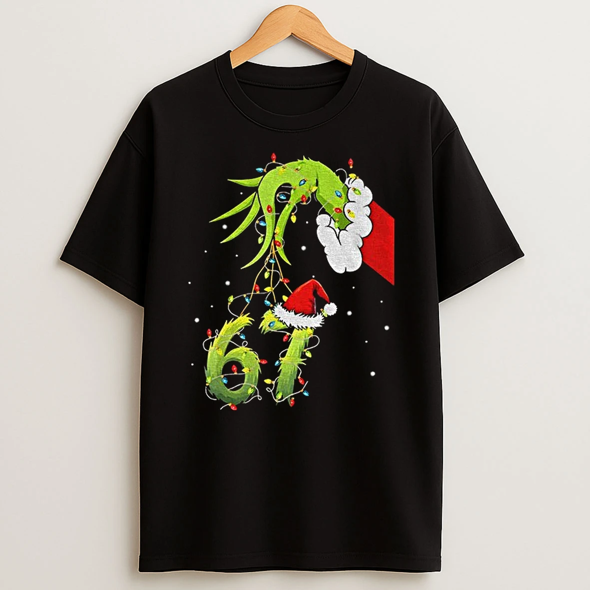 Grinch Hand Holding Six Seven 6 7 Merry Christmas Tshirt Hoodie