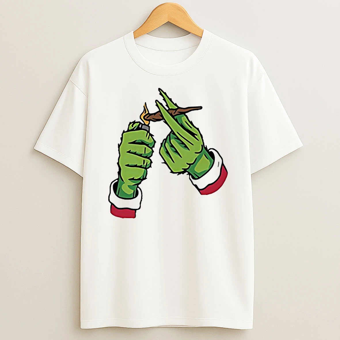 Grinch Hand Smoking Cannabis Circle Tshirt Hoodie
