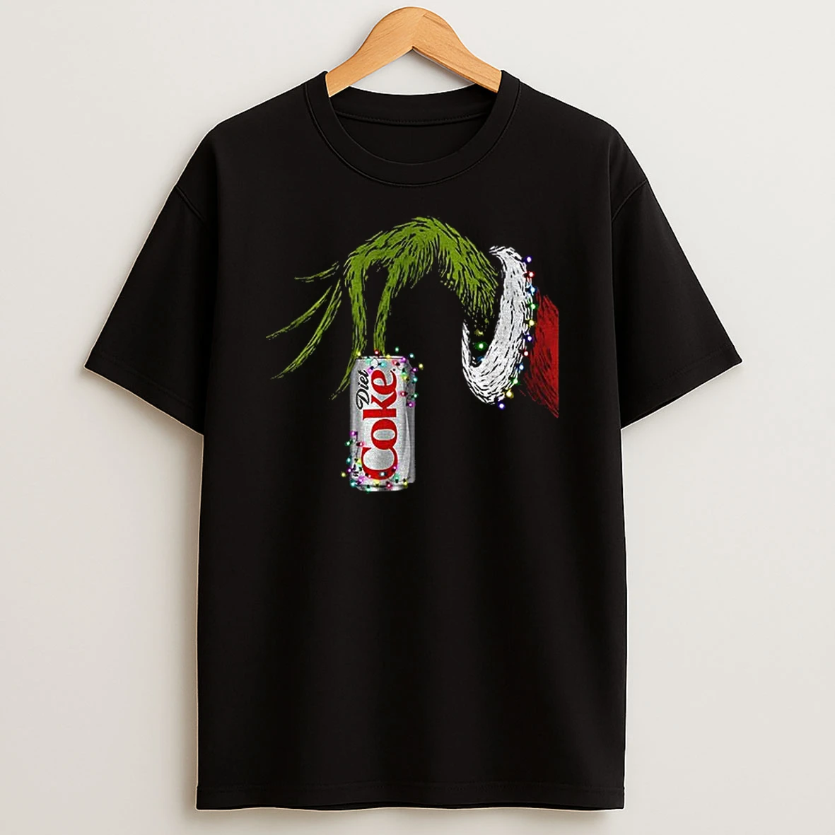 Grinch Holding Diet Coke Christmas Lights Merry Christmas Tshirt Hoodie