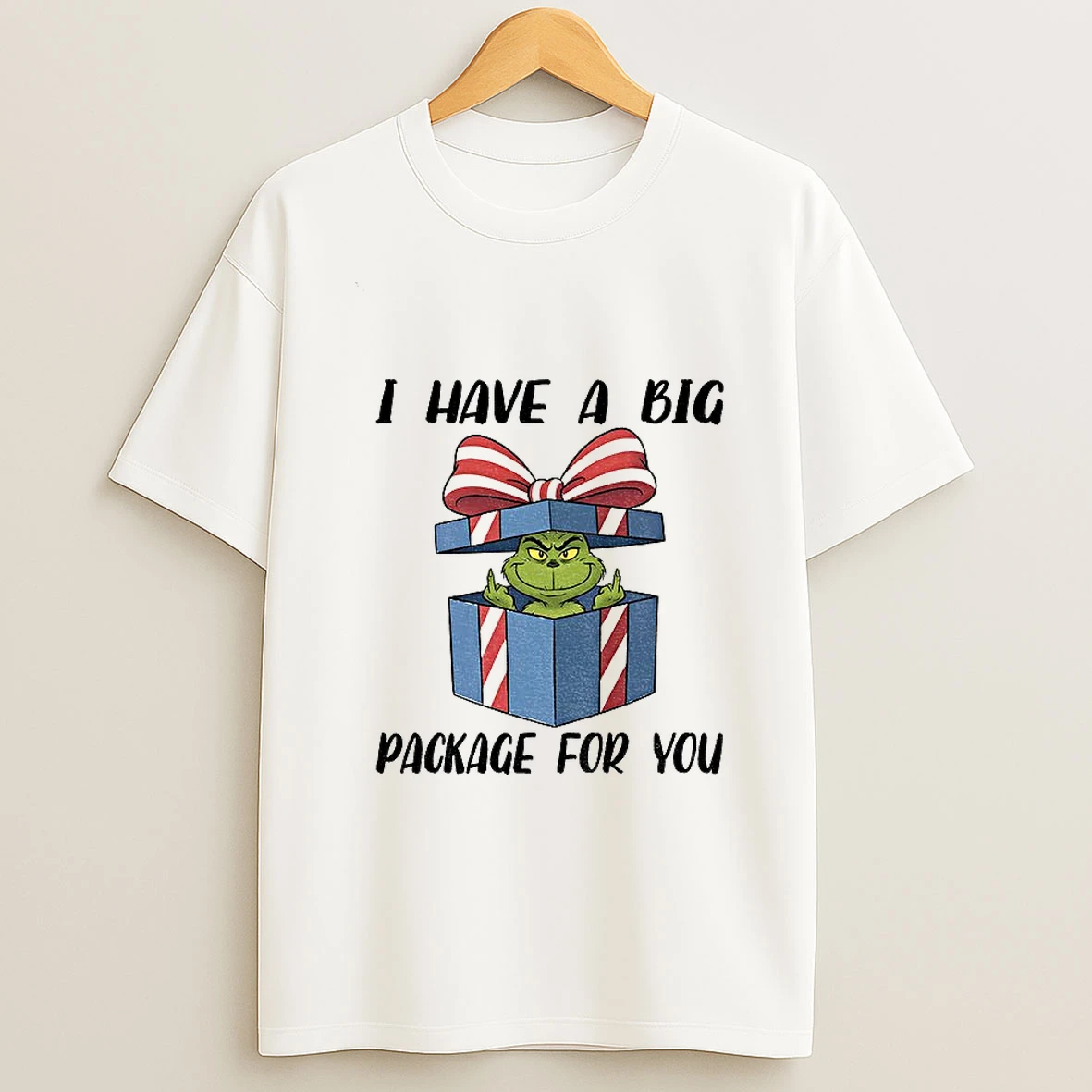 Grinch Middle Finger I Have A Big Package For You Christmas Tshirt Hoodie