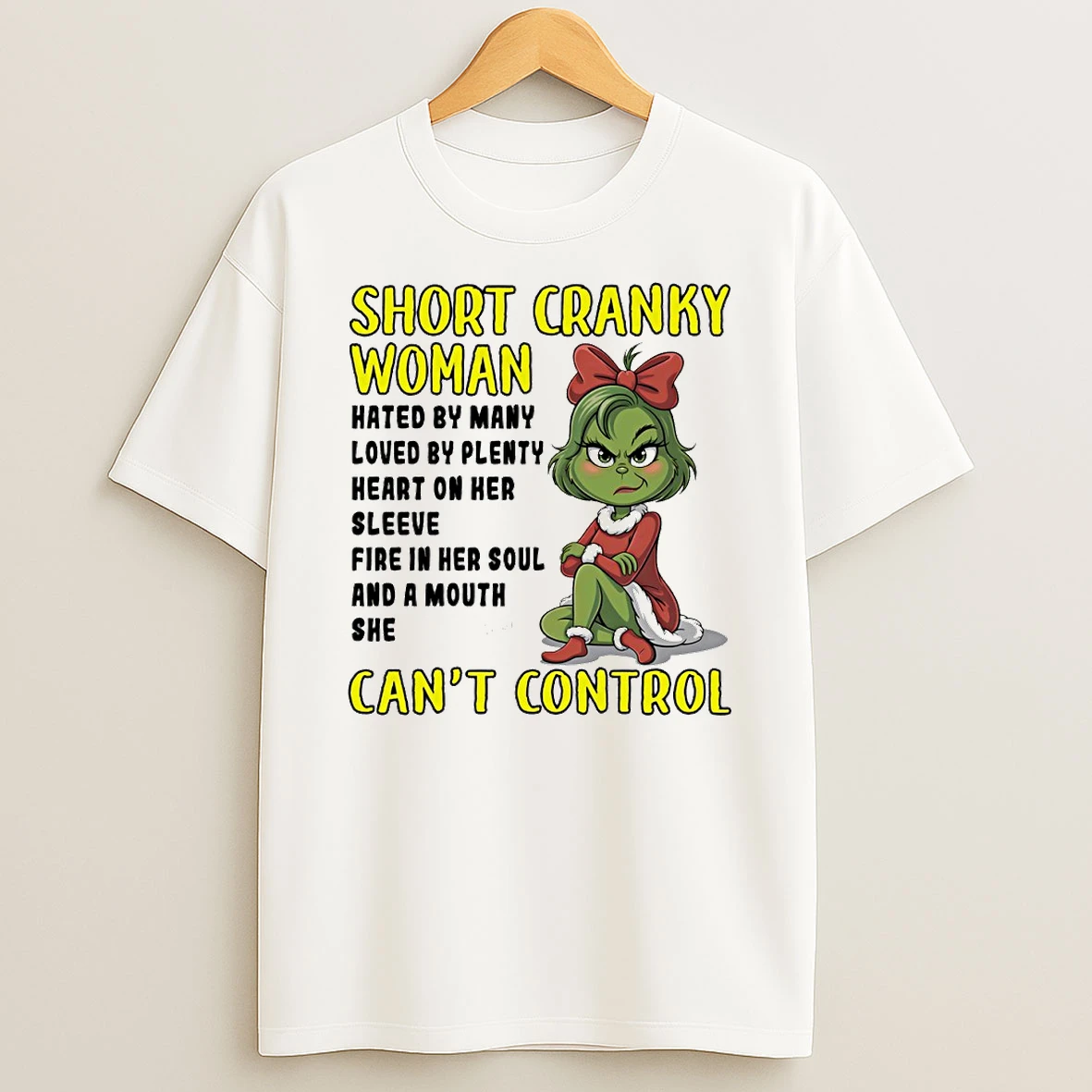 Grinch Short Cranky Woman Cant Control Circle Tshirt Hoodie