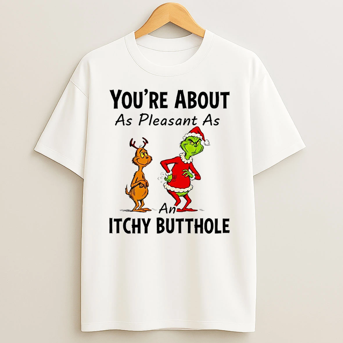 Grinch Youre About As Pleasant As An Itchy Butthole Circle Tshirt Hoodie