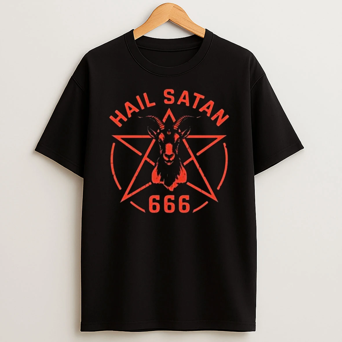 Hail Satan Goat Head Pentagram 666 Dark Occult Aesthetic Tshirt Hoodie
