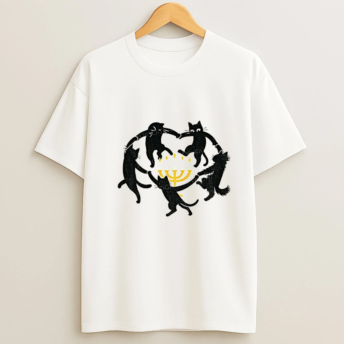 Hanukkah Black Cat Menorah Candle Happy Chrismukkah Tshirt Hoodie