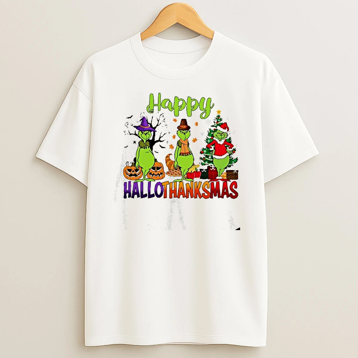 Happy Hallothanksmas Grinch Christmas Tshirt Hoodie