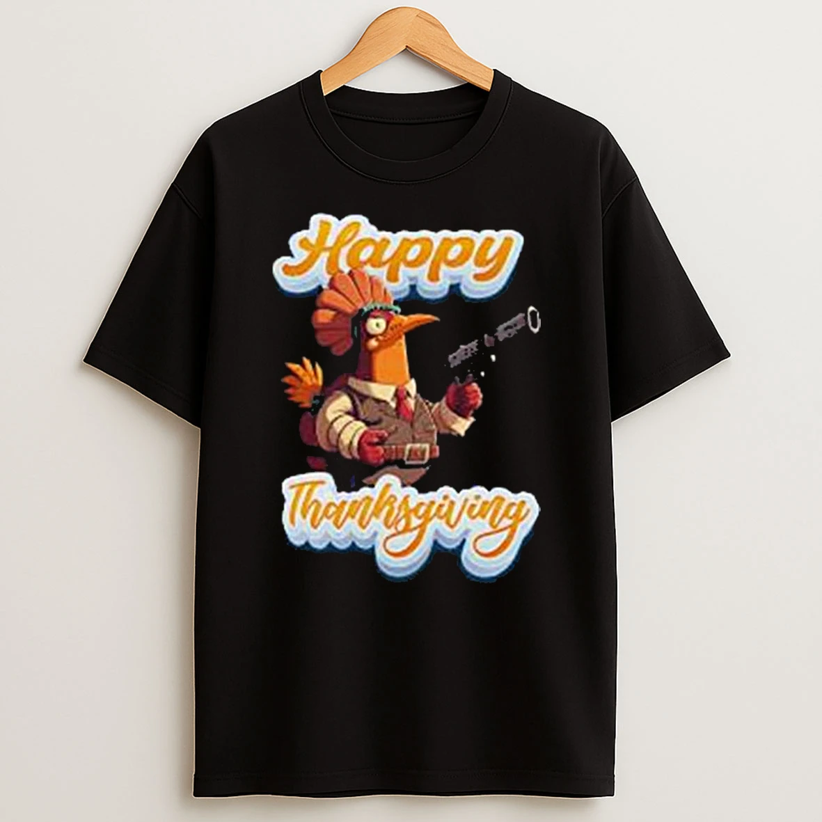 Happy Thanksgiving Turkey With Gun Tshirt Hoodie
