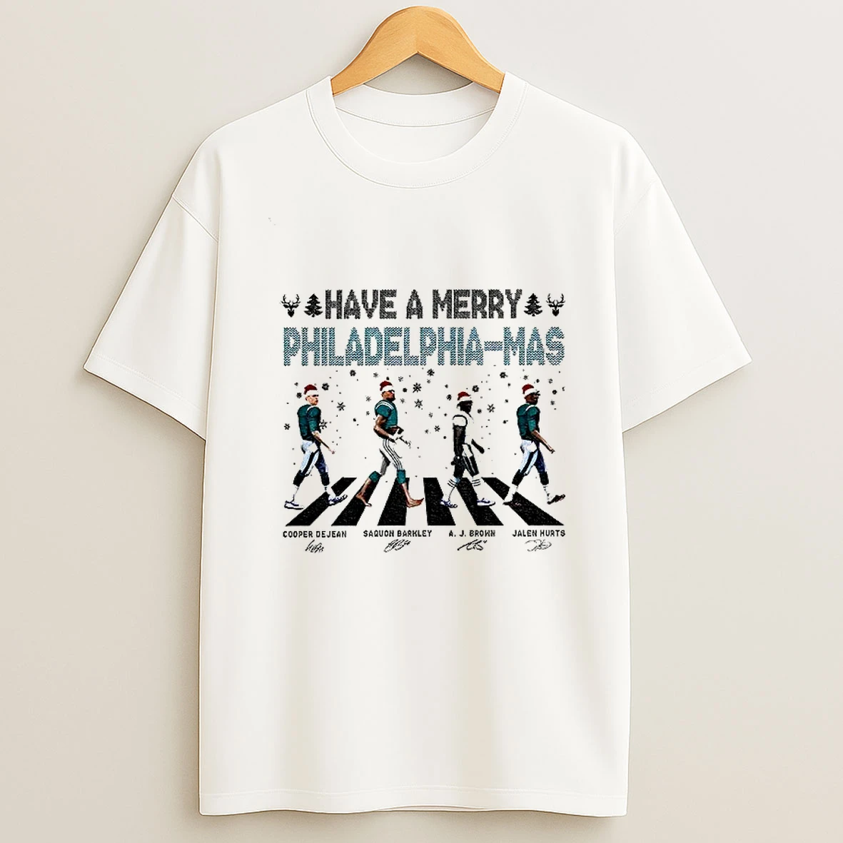 Have A Merry Philadelphia Football Jalen Hurts Saquon Barkley Abbey Road Signature Tshirt Hoodie