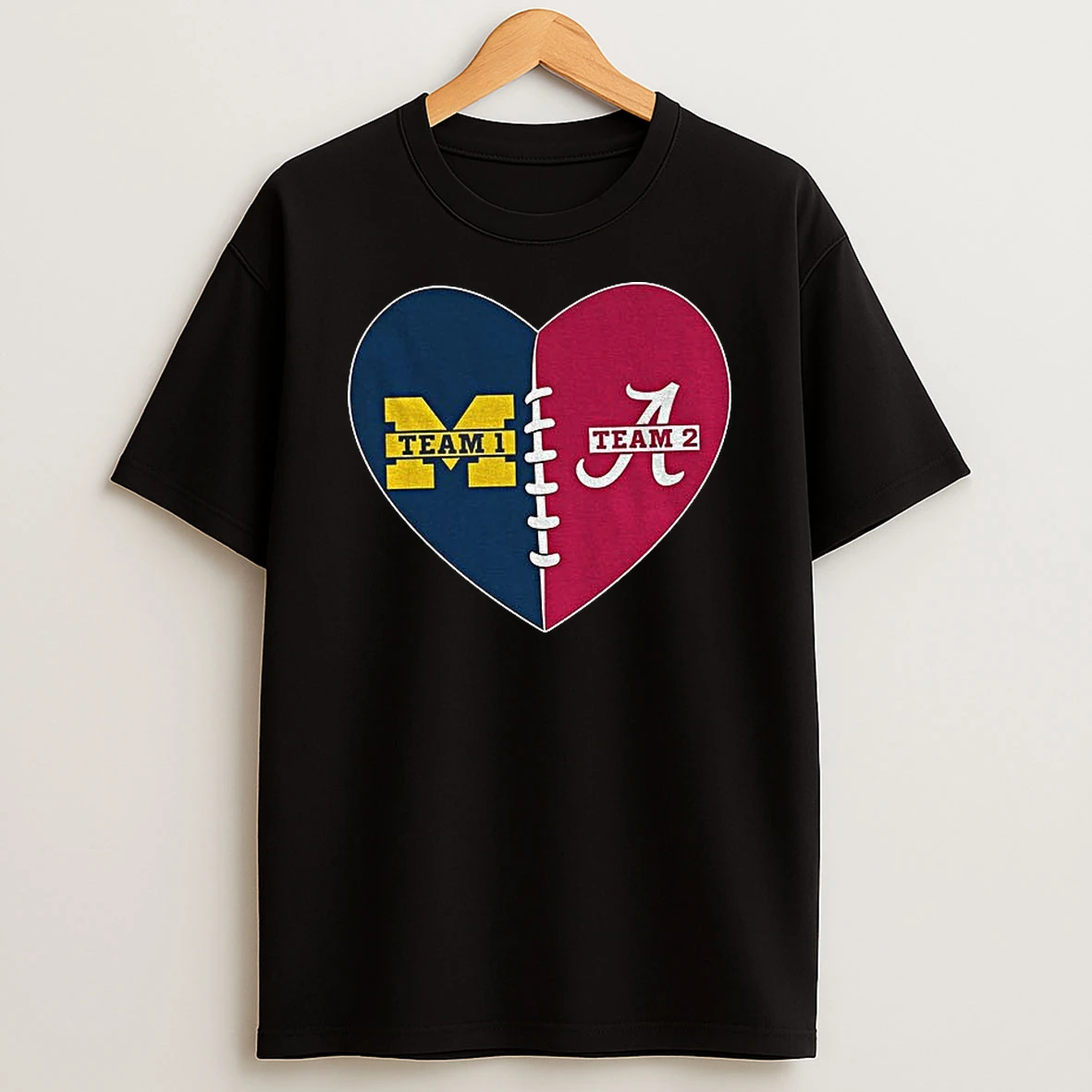Heart Divided Michigan Wolverines Team 1 Vs Alabama Crimson Tide Team 2 Logo Tshirt Hoodie