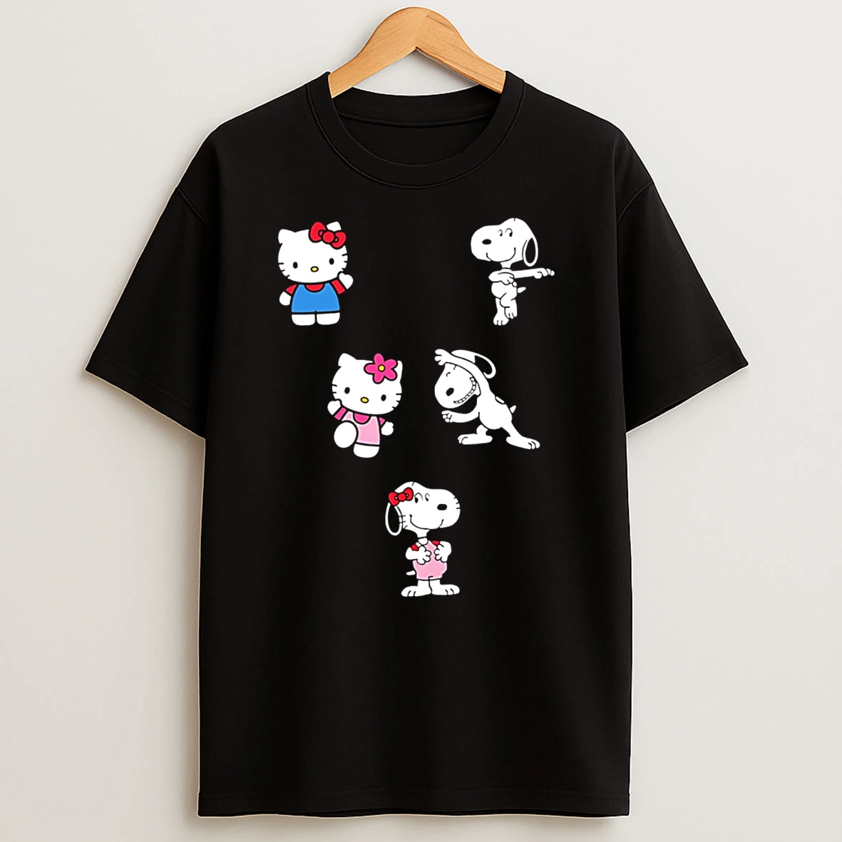 Hello Kitty And Snoopy Tshirt Hoodie