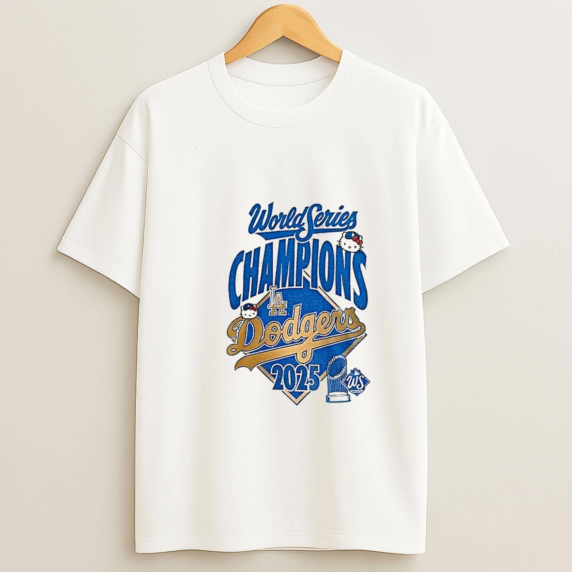 Hello Kitty X Los Angeles Dodgers Champions 2025 Mlb Baseball World Series Tshirt Hoodie