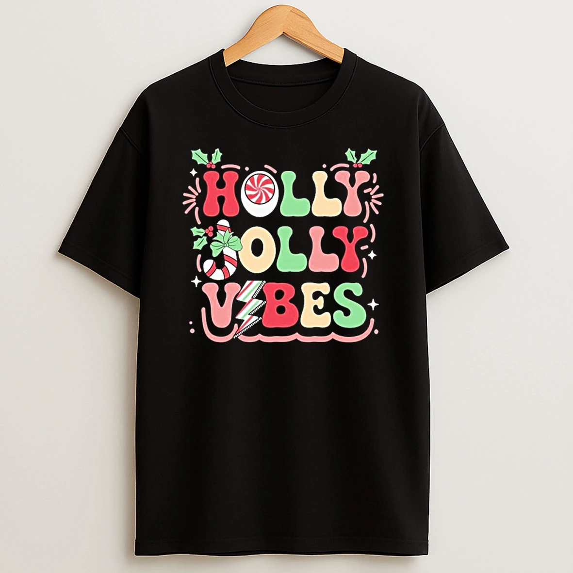 Holly Jolly Vibes Christmas Tshirt Hoodie
