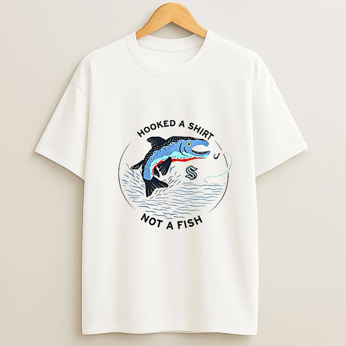 Hooked A Not A Fish Seattle Kraken Hockey Nhl 2025 Logo Tshirt Hoodie
