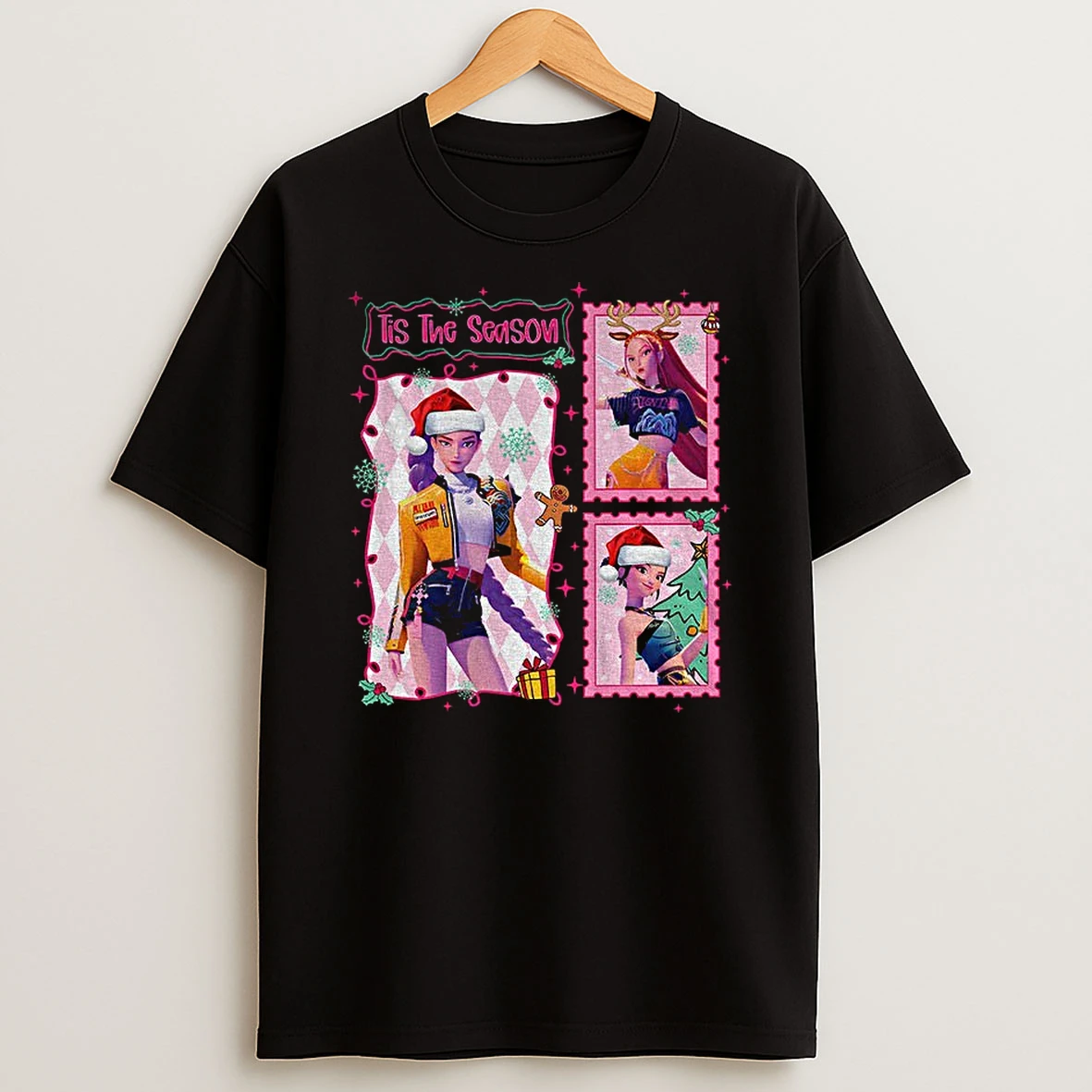 Huntrix Kpop Demon Hunter Tis The Season Merry Xmas 2025 Graphic Tshirt Hoodie