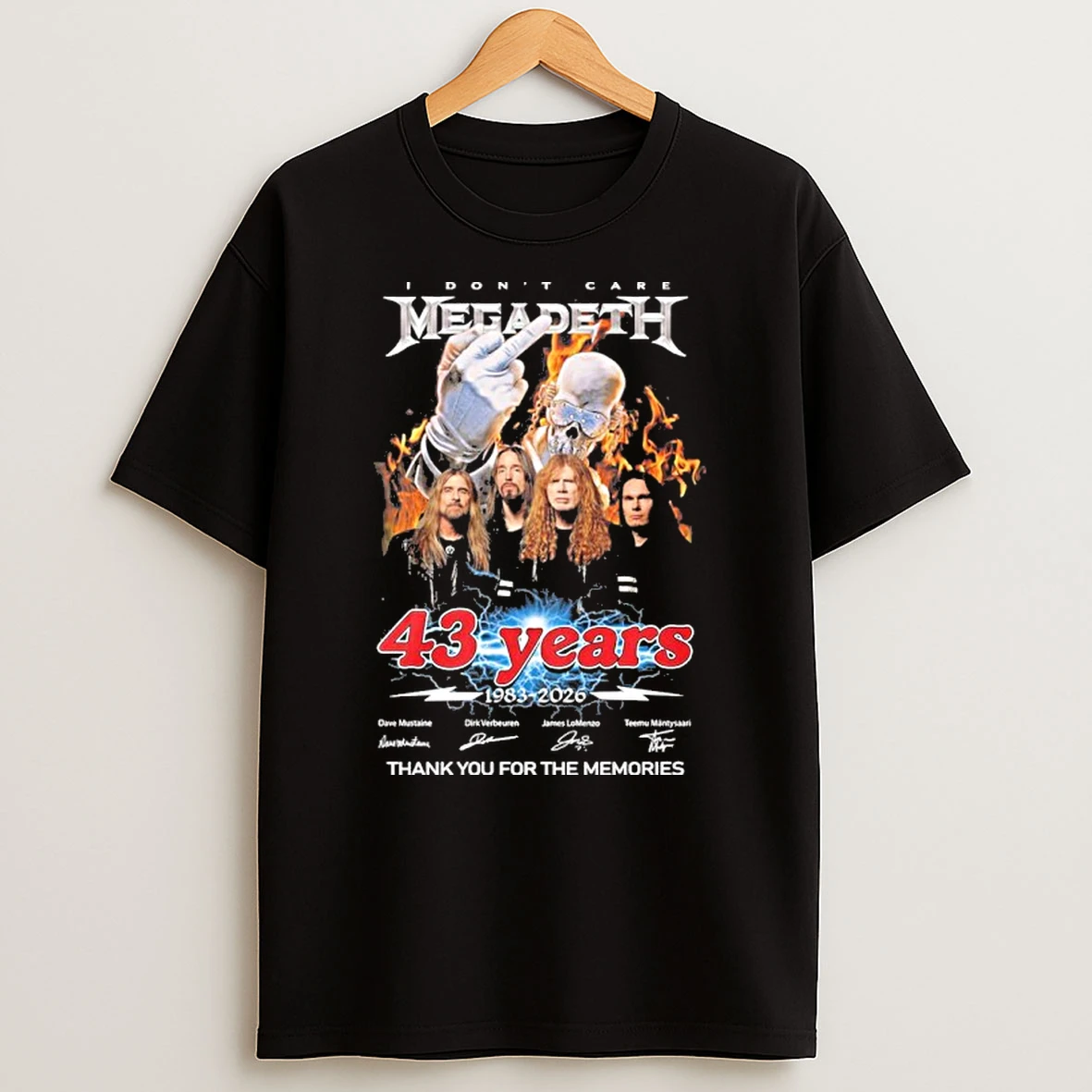 I Dont Care Megadeth 43 Years 1983 2026 Thank You For The Memories Tshirt Hoodie