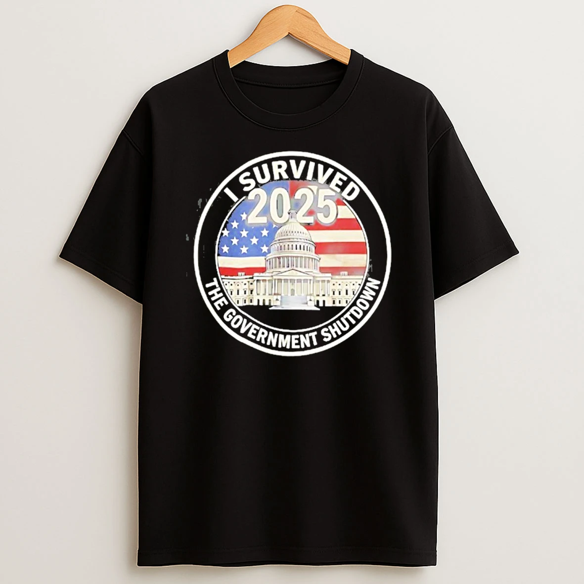 I Survived The Government Shutdown 2025 American Flag Tshirt Hoodie