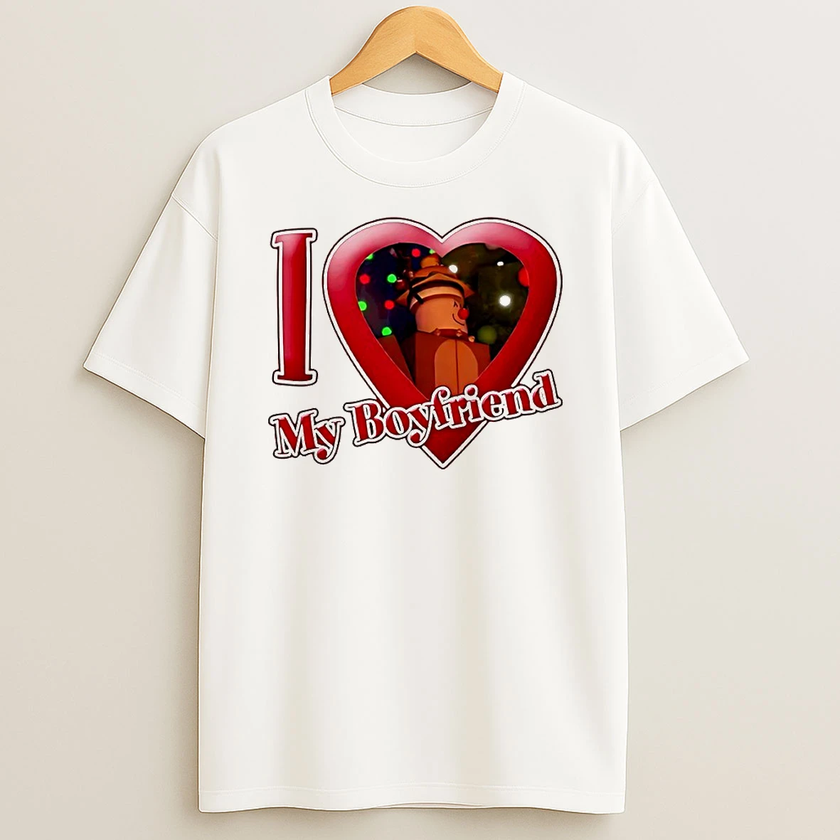 I Love My Boyfriend Christmas Circle Tshirt Hoodie