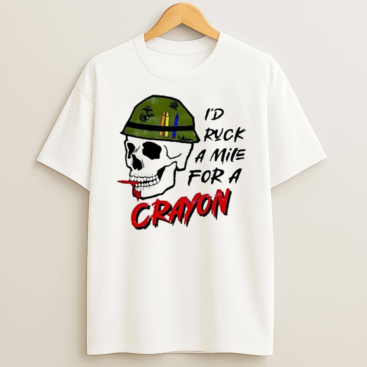 Id Ruck A Mile For A Crayon Skull Military Helmet Tshirt Hoodie