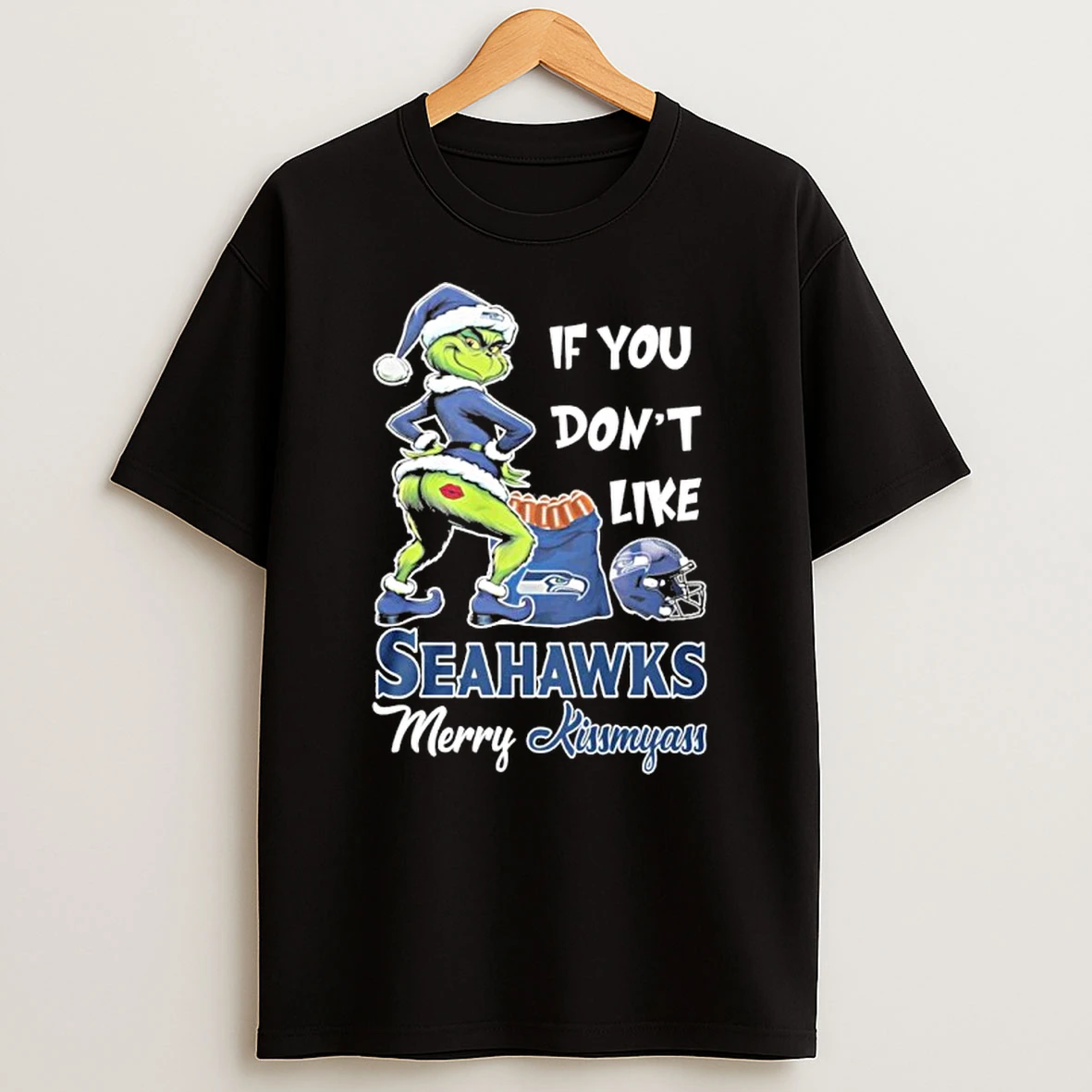 If You Dont Like Seattle Seahawks Merry Kissmyass Grinch Tshirt Hoodie