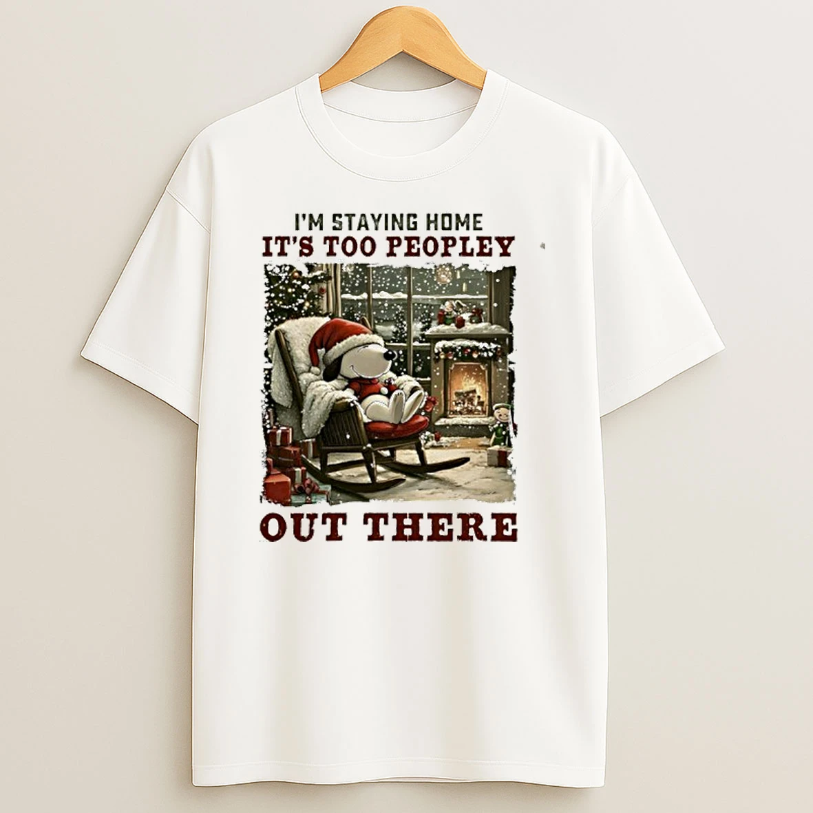 Im Staying Home Its Too Peopley Out There Snoopy Christmas Tshirt Hoodie