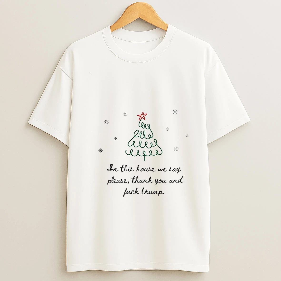 In This House We Say Please Thank You And Fuck Trump Funny Anti Trump Christmas Tshirt Hoodie